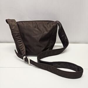 Perlina Bag Nylon Crossbody Bag Vintage 90s Purse Chocolate Brown Grunge Y2K